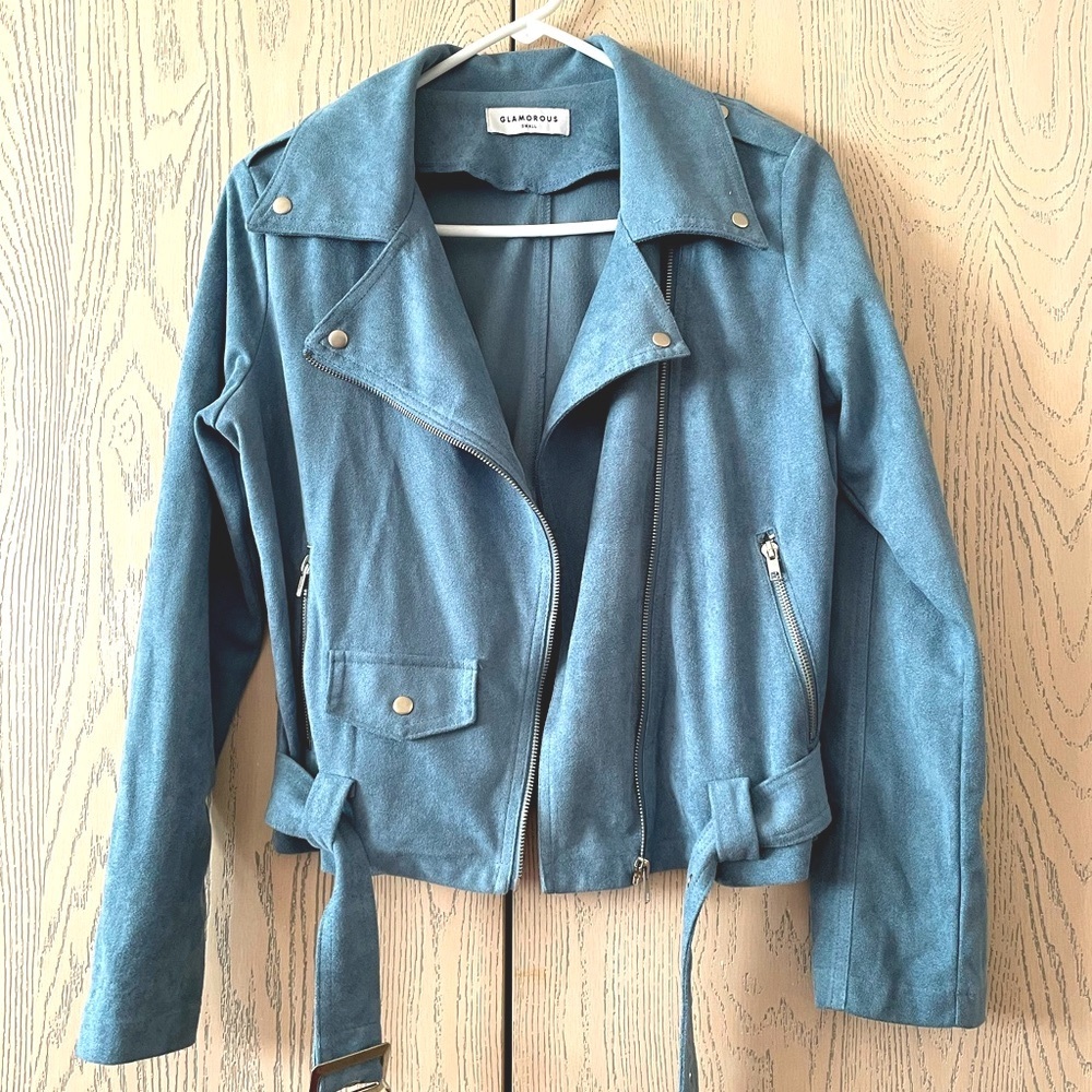 Glamorous faux suede jacket in blue